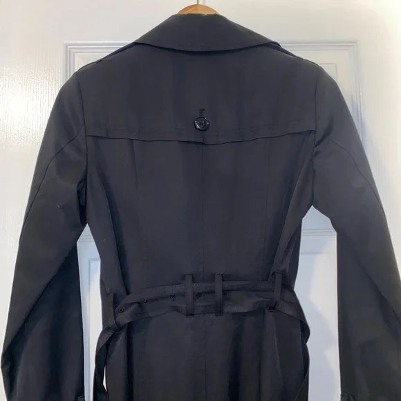 Cole Haan Black Trench Coat with Detachable Hood - Picture 8 of 9